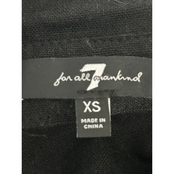 7 For All Mankind Black Cropped Elastic Waist Button Up Collared Top Size XS - Picture 3 of 7